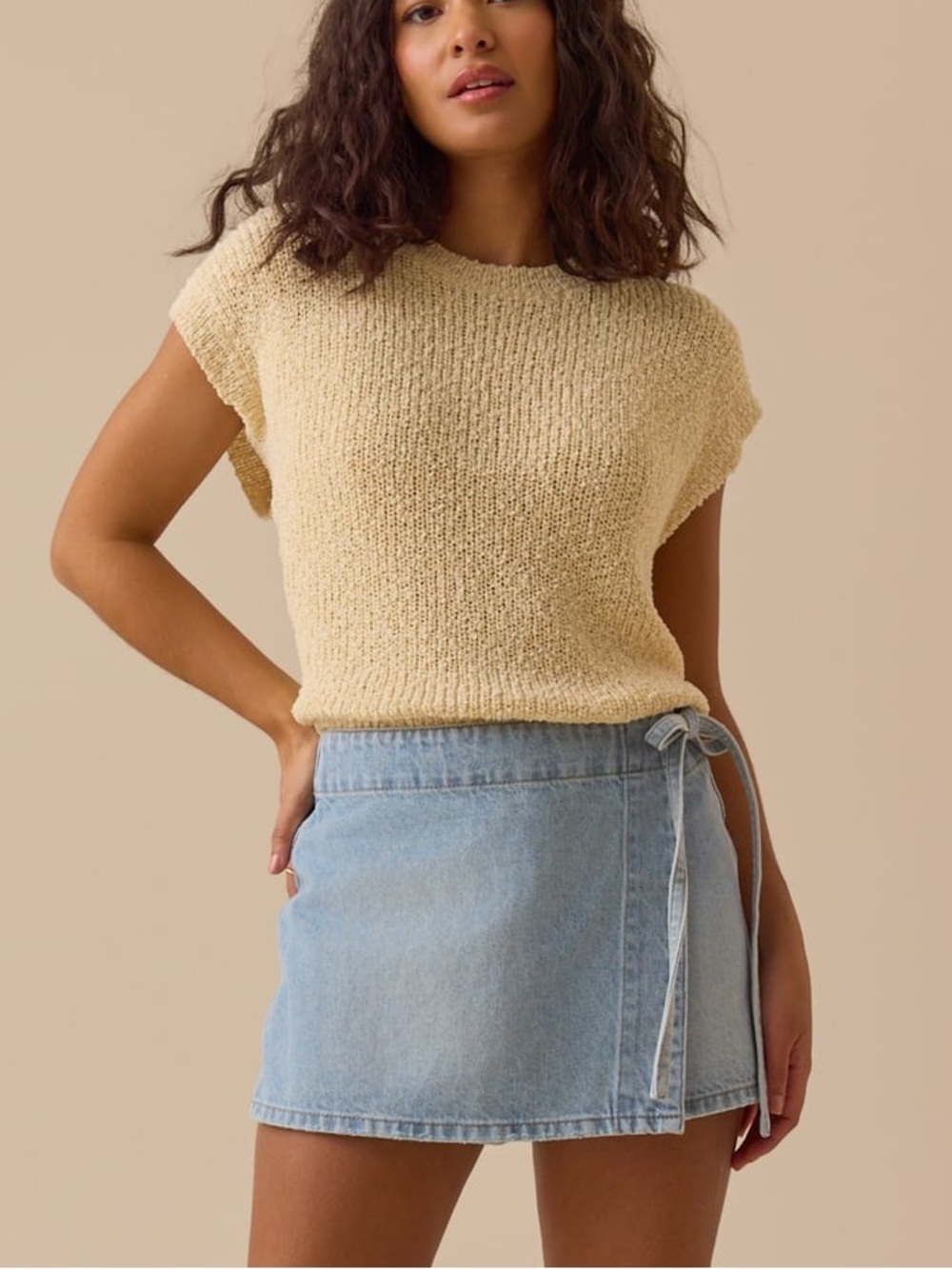 Altar'd State Dylan Side Tie Denim Skort
